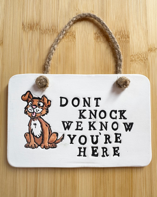 Handmade Clay Wall Hanging Don't Knock